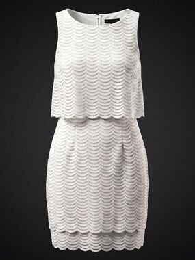 American Living White Scallop Lace Overlay Mini Dress
